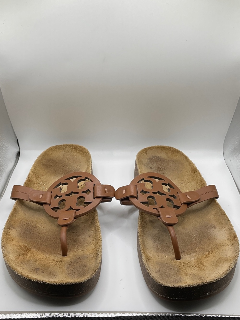 Tory Burch NWOT worn several times Tan Leather Slide Sandals, Size 8